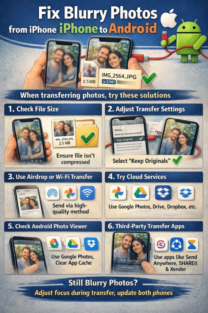 Fix blurry photos from iphone to android Error